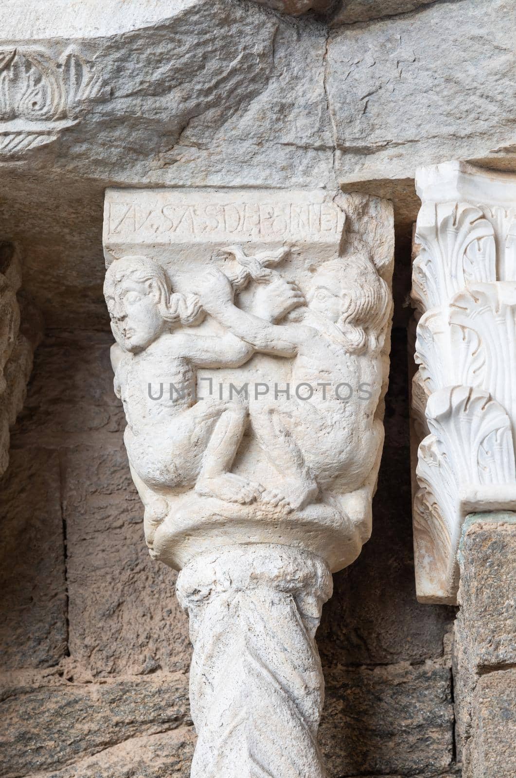 St Michael Abbey - Sacra di San Michele - Italy. Gargoyle monster sculpture, 11th Century. by Perseomedusa