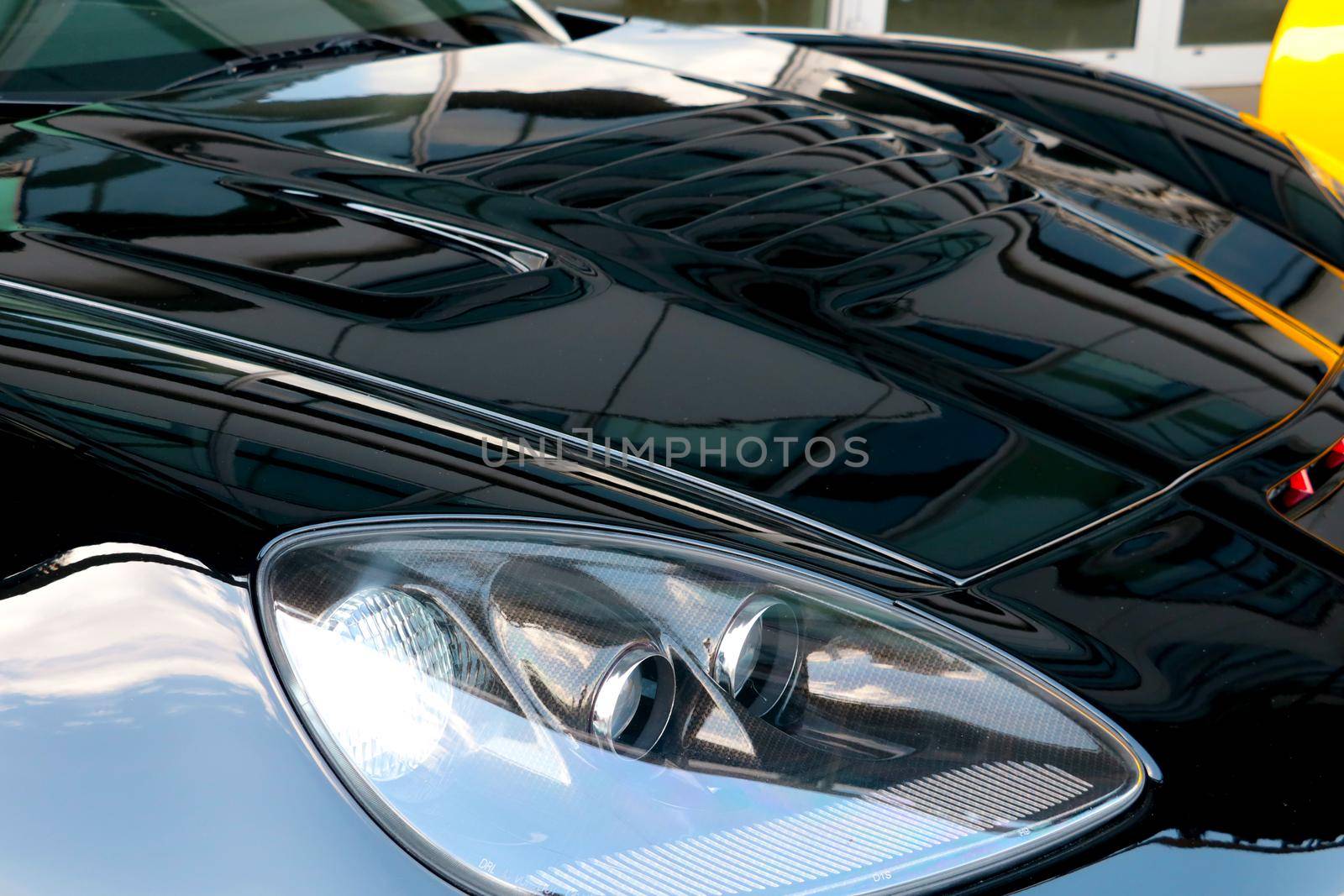 View of a black car of a fast sports car