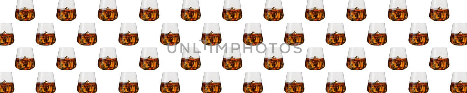 Seamless pattern - glasses of whisky over white background by PhotoTime