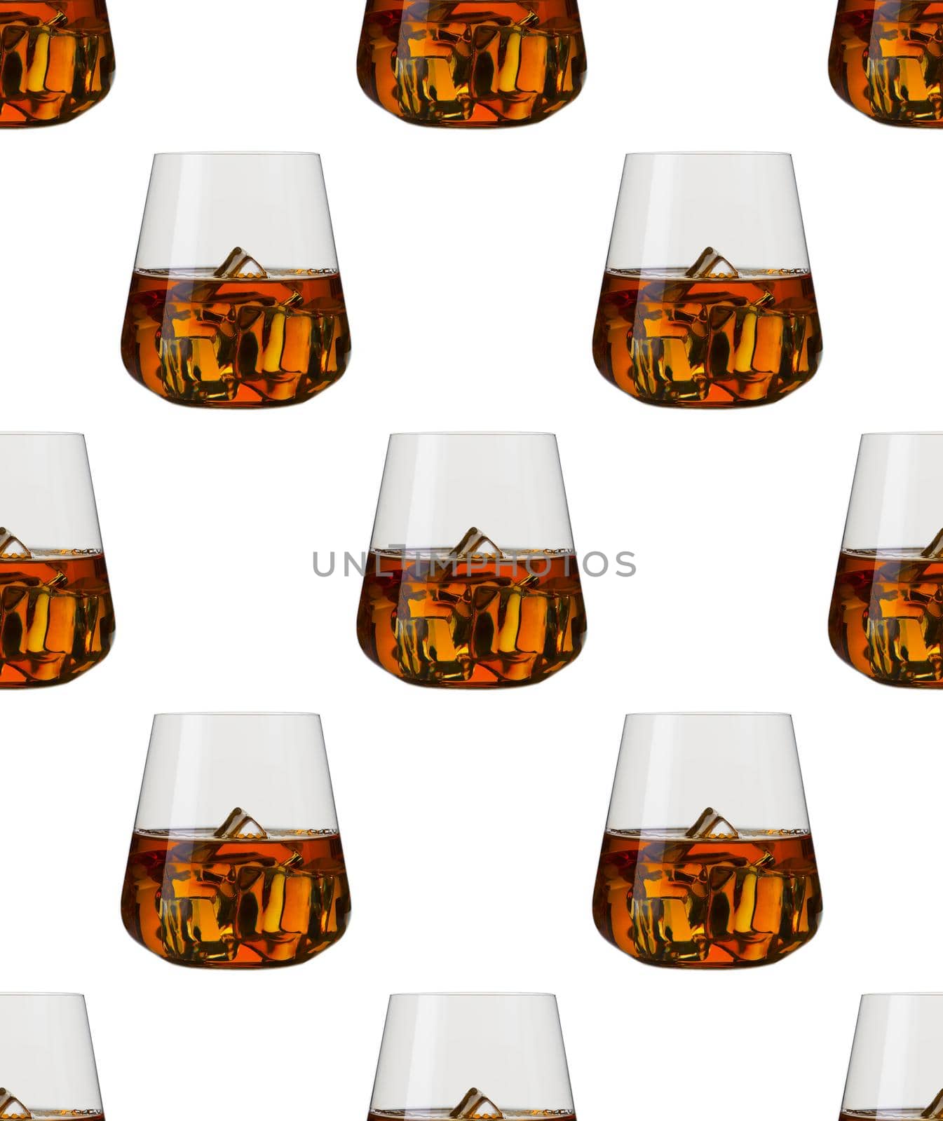 Seamless pattern - glasses of whisky over white background by PhotoTime