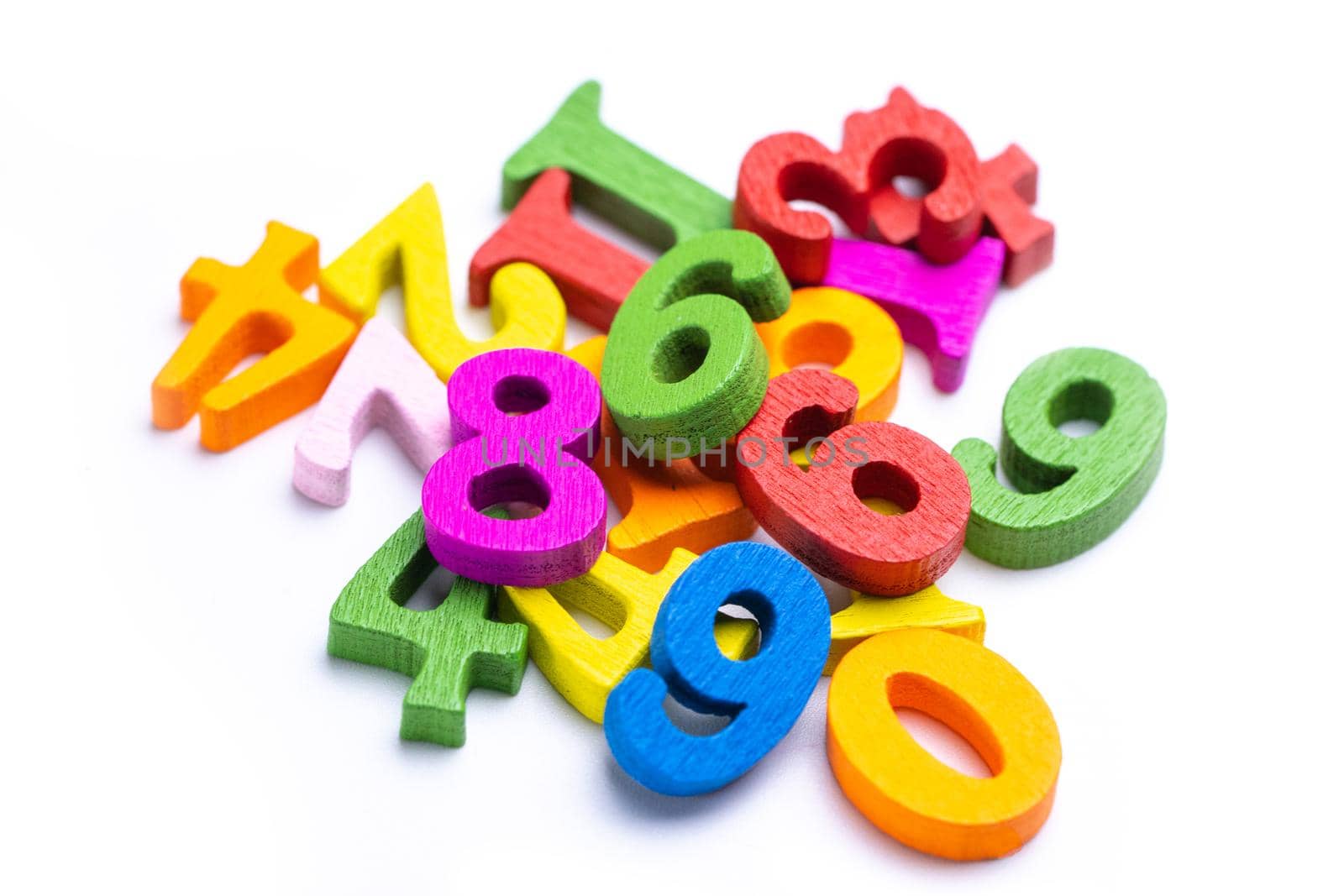 Math Number colorful on white background : Education study mathematics learning teach concept. by pamai