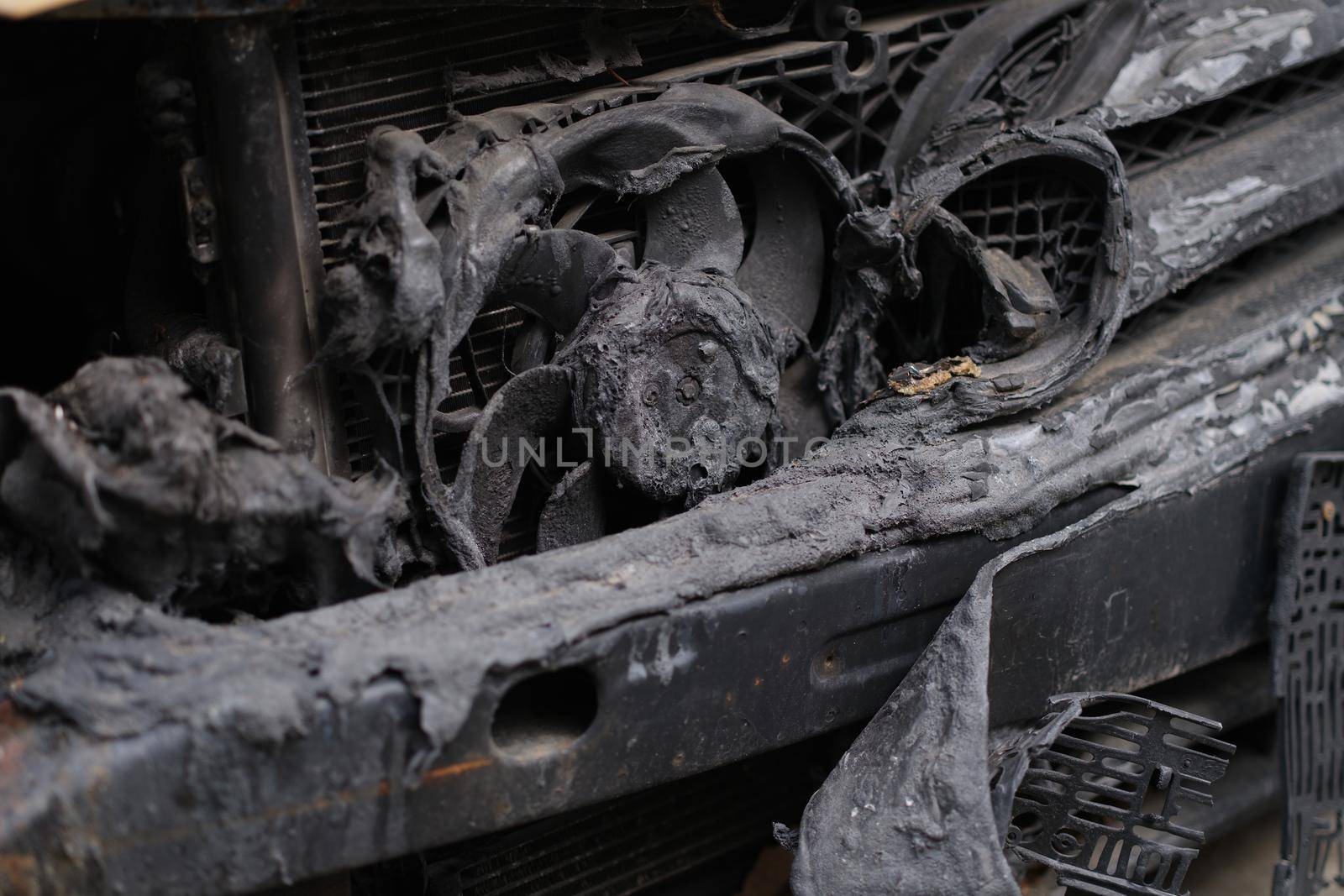 Burnt car after accident or short circuit of car wiring by kuprevich