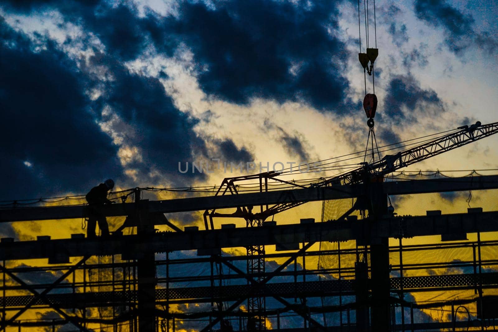 Building site of skyscrapers. Shooting Location: Tokyo metropolitan area