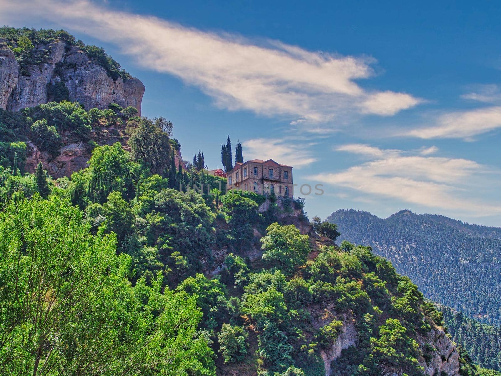 Beautiful monastery on the mountain uotside of Kalavryta city, in Greece