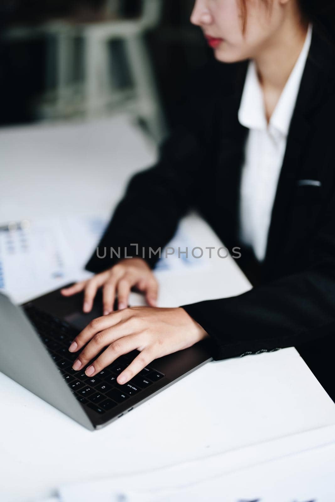 data analysis, plan, marketing, accounting, audit, Portrait of asian business woman planning marketing using computer and statistical data sheet to present marketing plan project at meeting