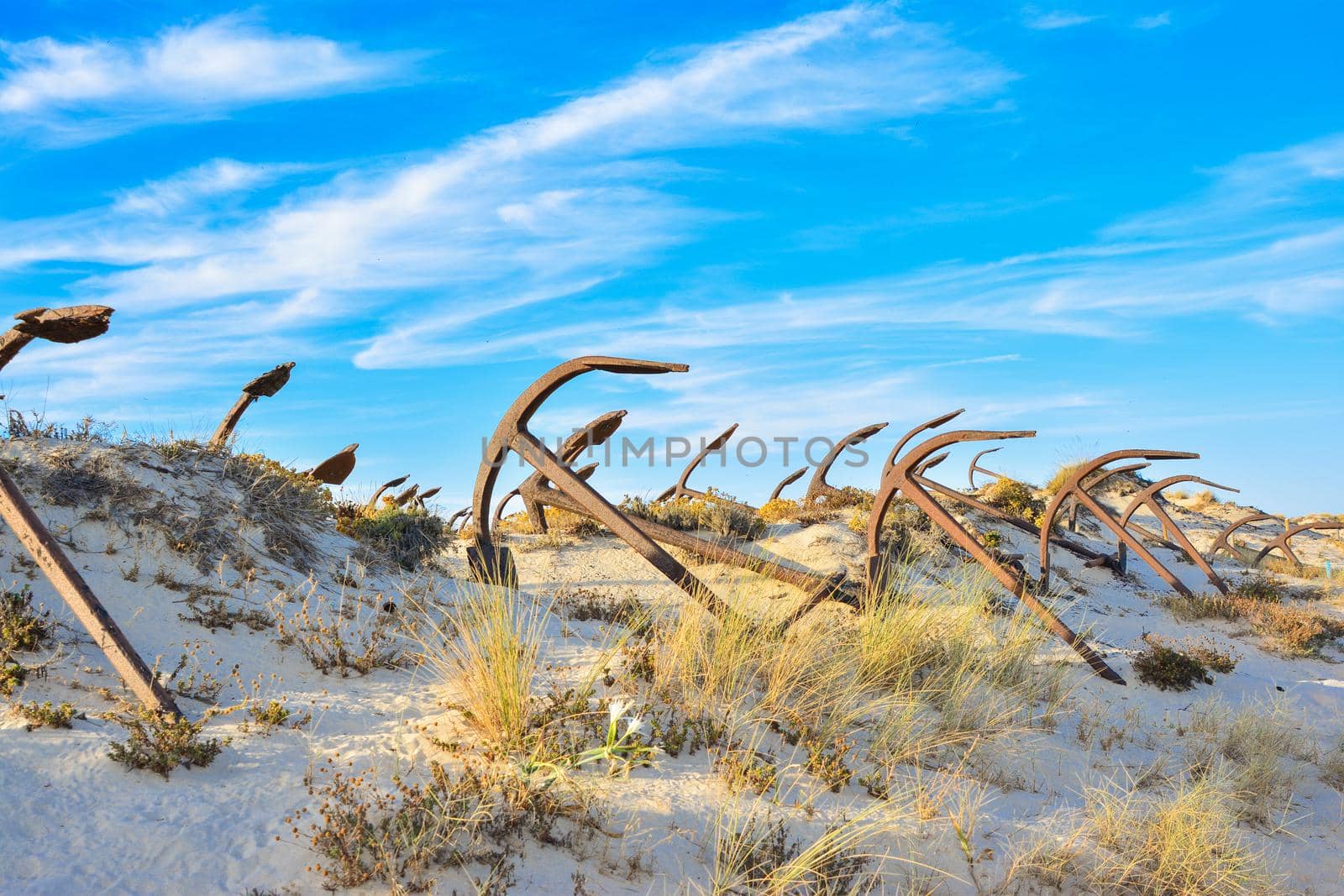 tThe old Anchor cemetery at the Barril beach Portugal