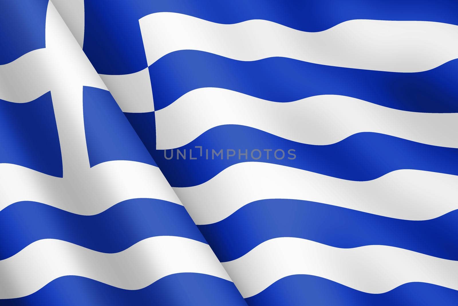 A Greece waving flag 3d illustration wind ripple