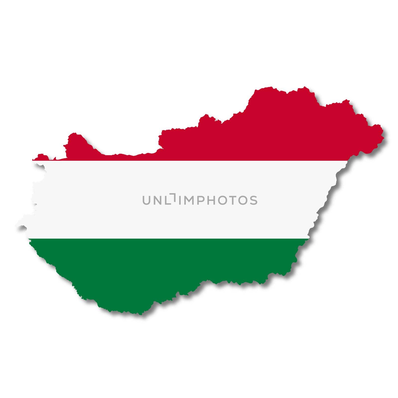 A Hungary map on white background with clipping path to remove shadow 3d illustration