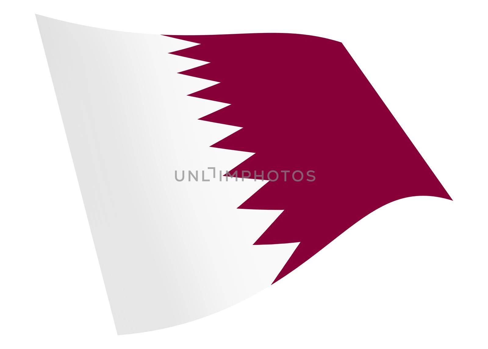A Qatar waving flag graphic isolated on white with clipping path 3d illustration