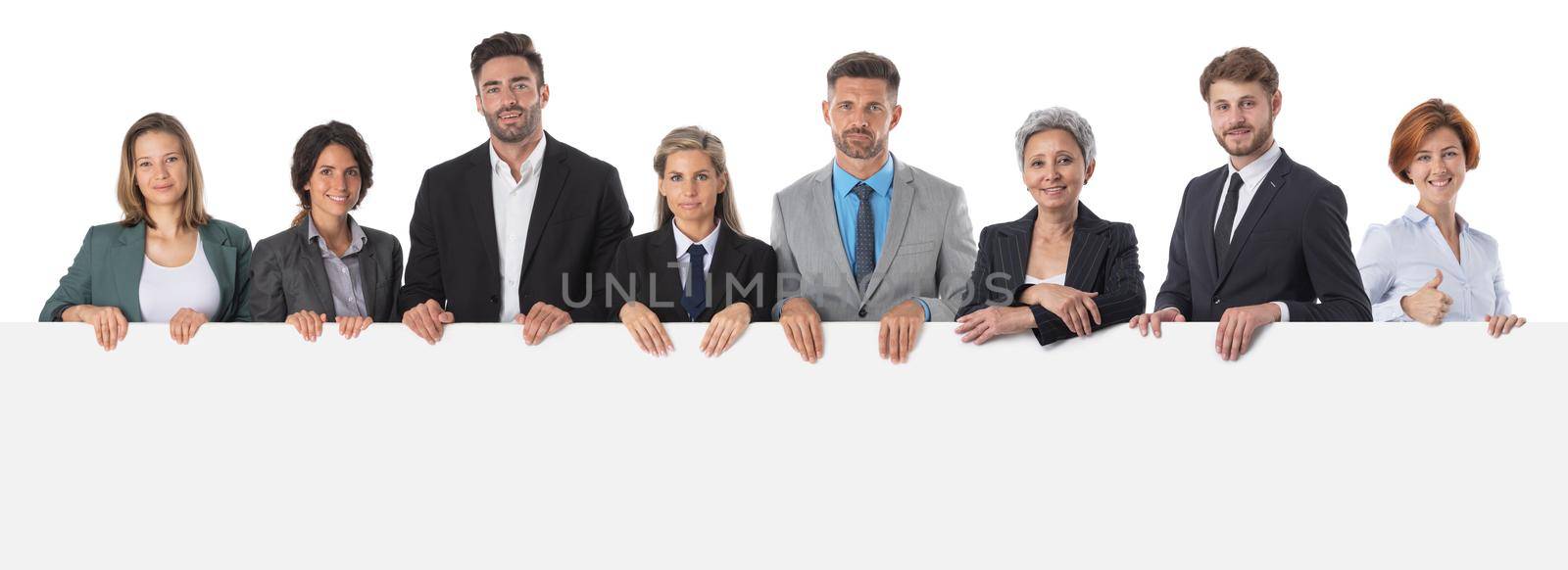 Business team with banner by ALotOfPeople