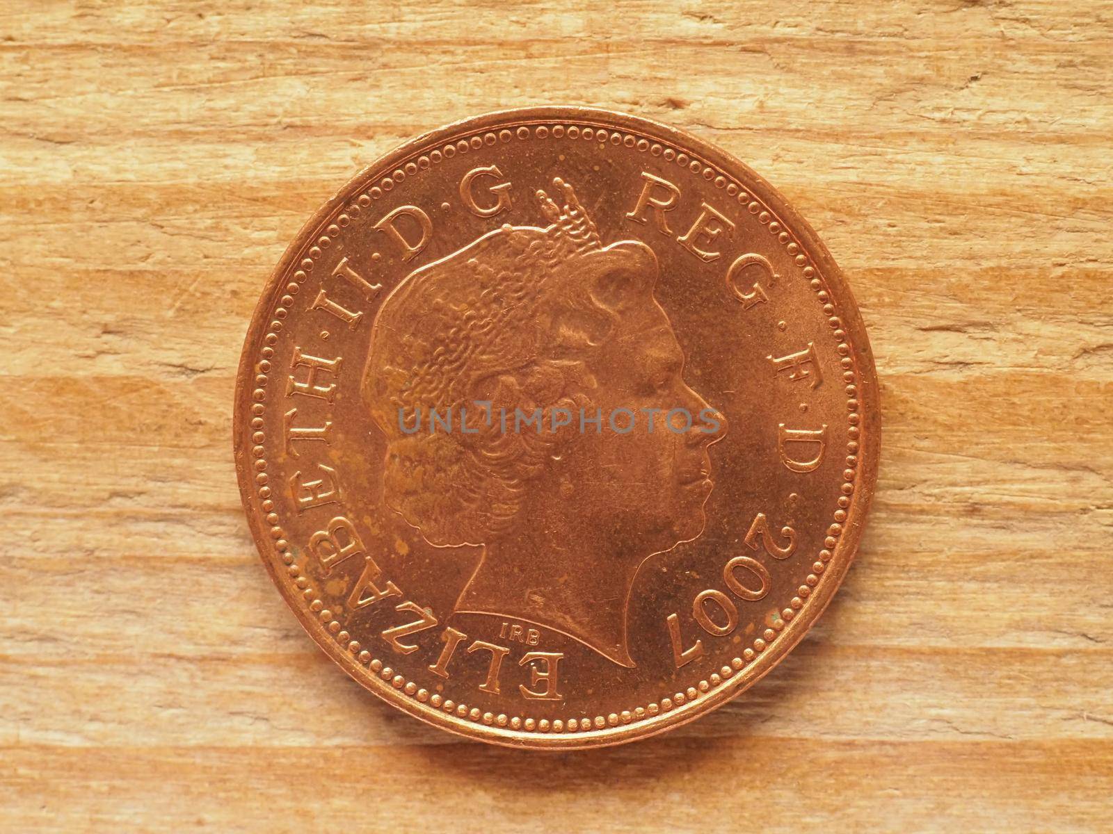 two pence coin reverse side, currency of the United Kingdom