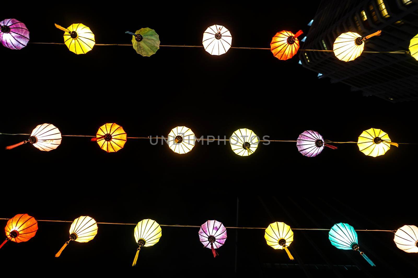 Colorful summer festival lantern. Shooting Location: Yokohama-city kanagawa prefecture