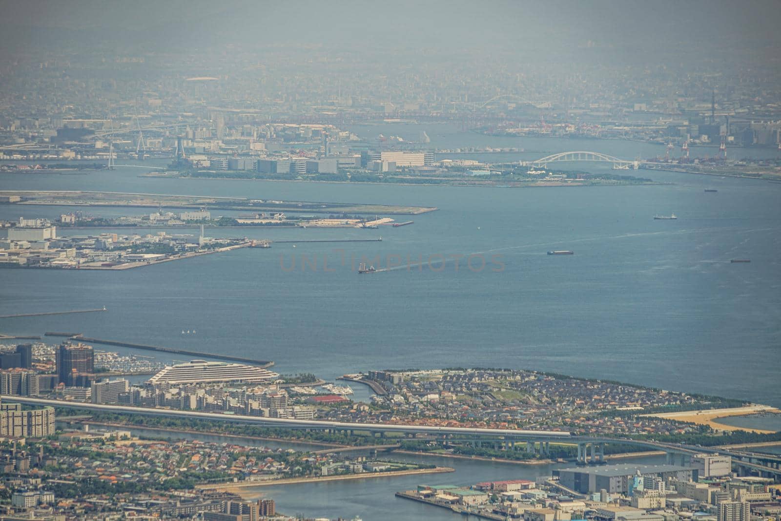 Osaka Bay seen from Rokko Mountain. Shooting Location: Kobe city, Hyogo Pref