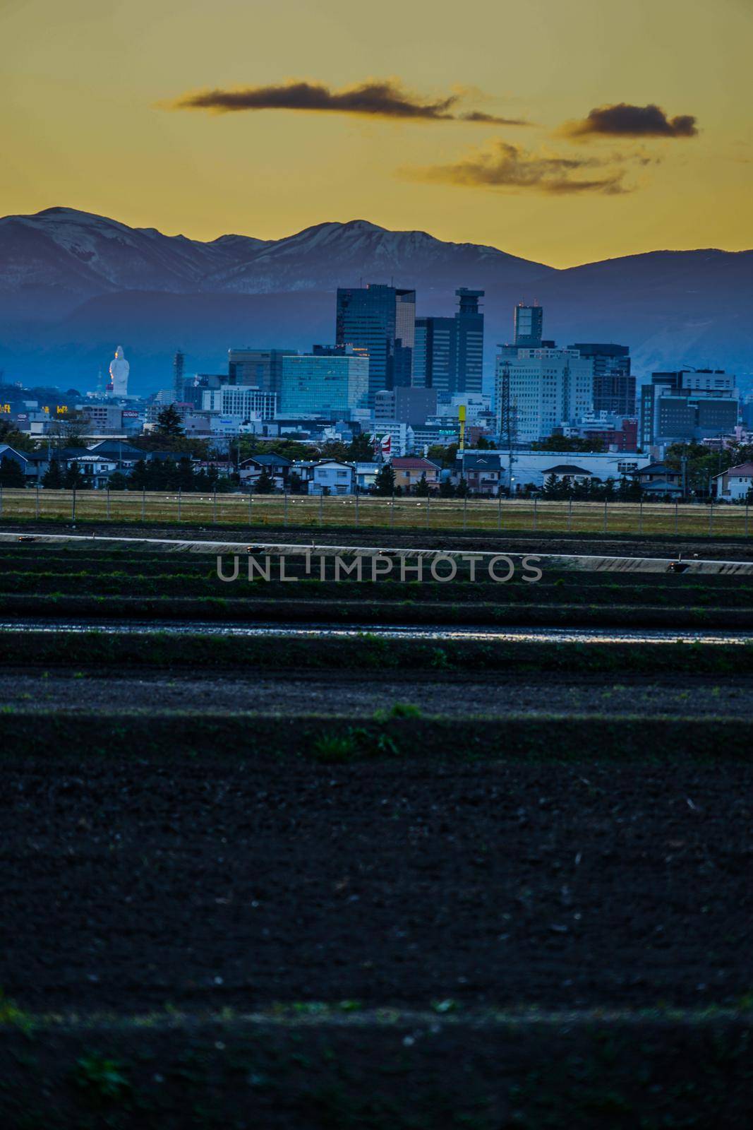 Sendai City city of city and evening view. Shooting Location: Sendai, Miyagi Prefecture