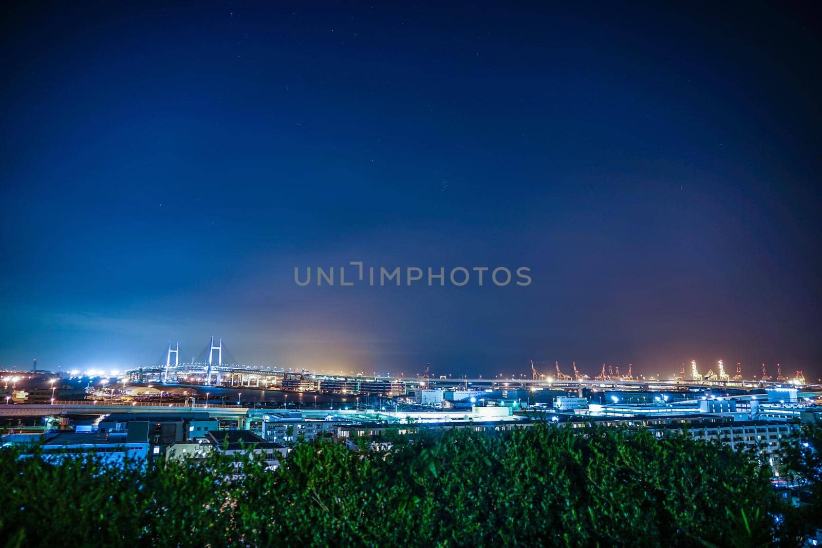 Industrial zone seen from the hill park of the harbor. Shooting Location: Yokohama-city kanagawa prefecture
