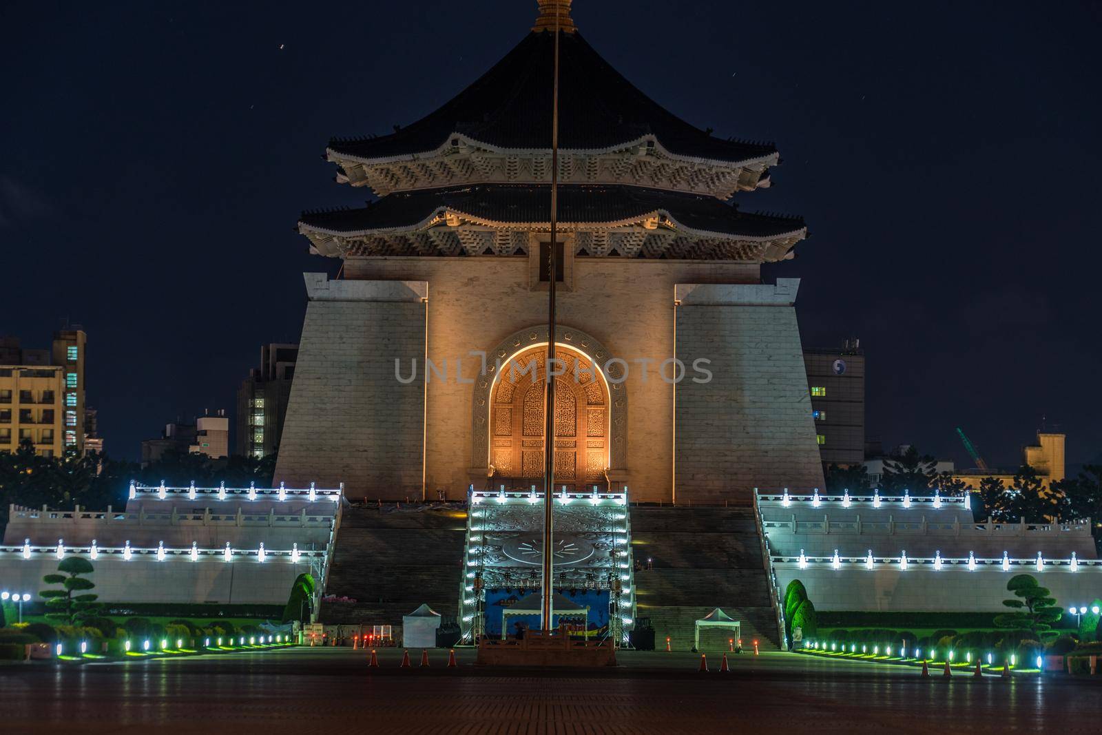 Night view (Taiwan / Taipei) of Masahiro Naito / Liberal Square. Shooting Location: Taiwan, Taipei