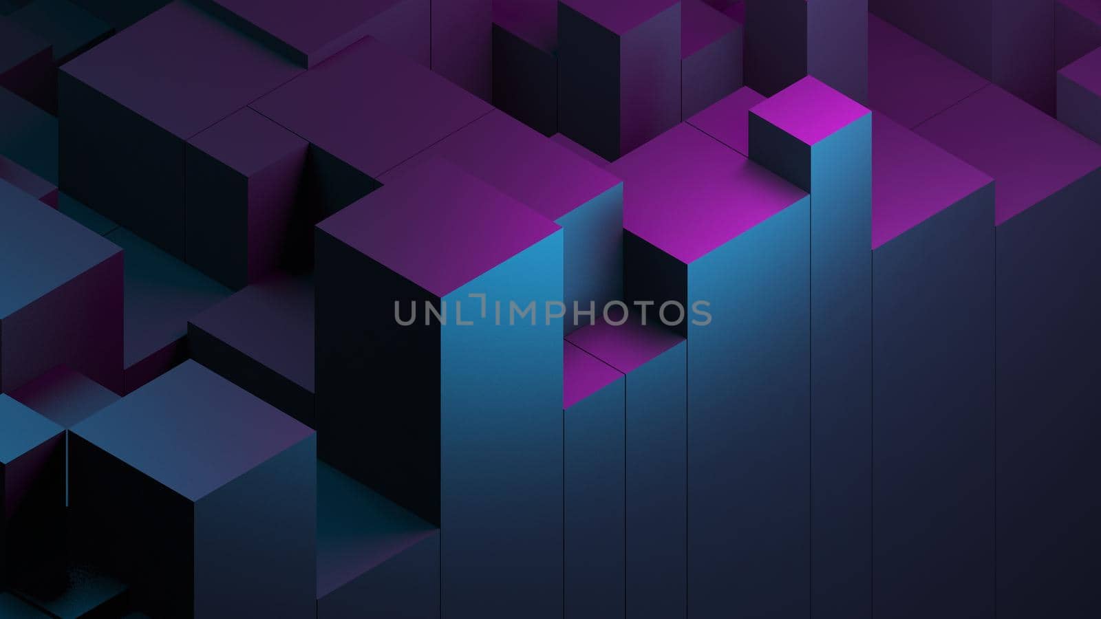 Abstract blue purple digital data background 3d render polygon. Abstract techno purple geometric technology background.