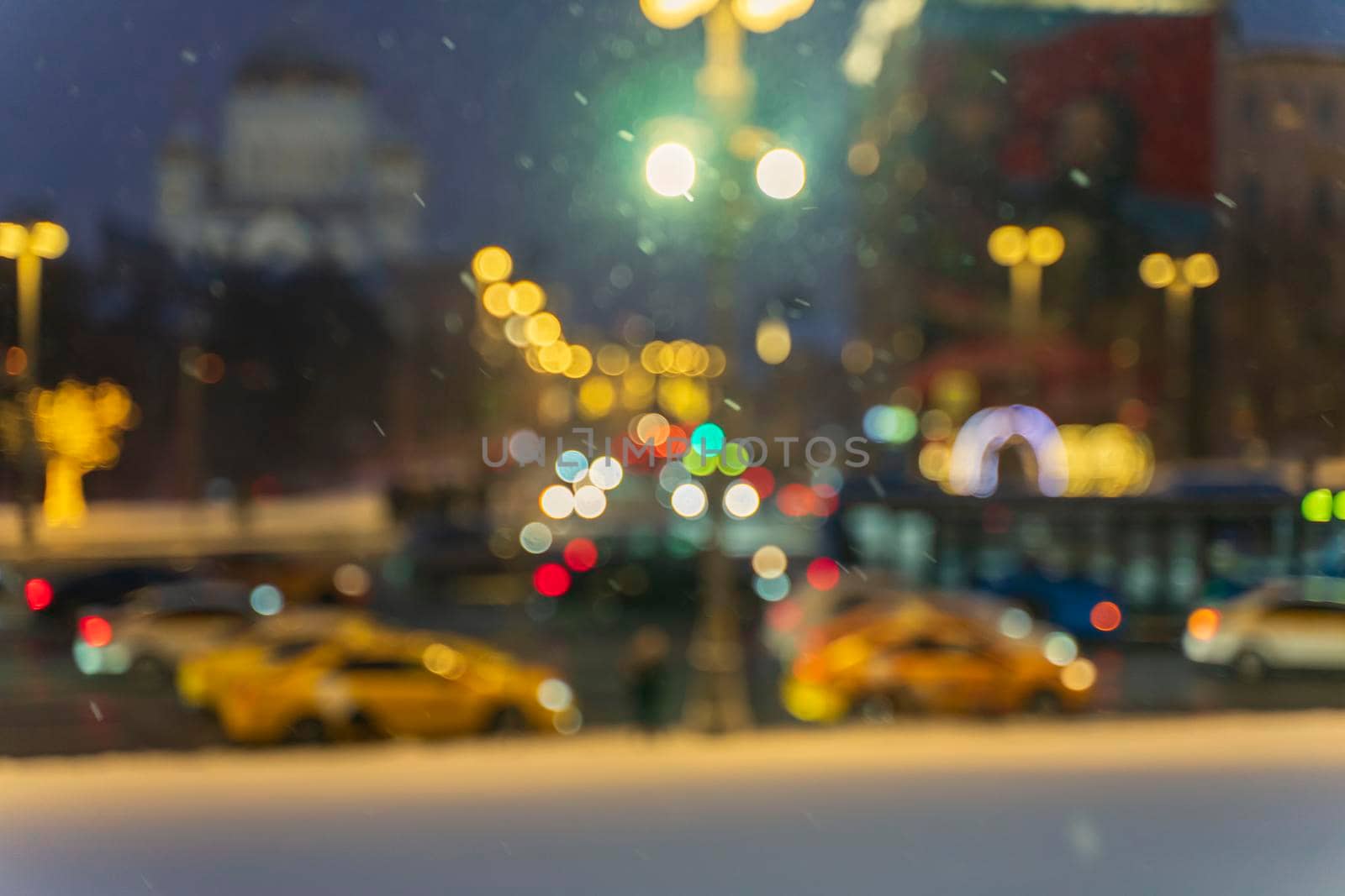 Street Background, out of focus, with snow.