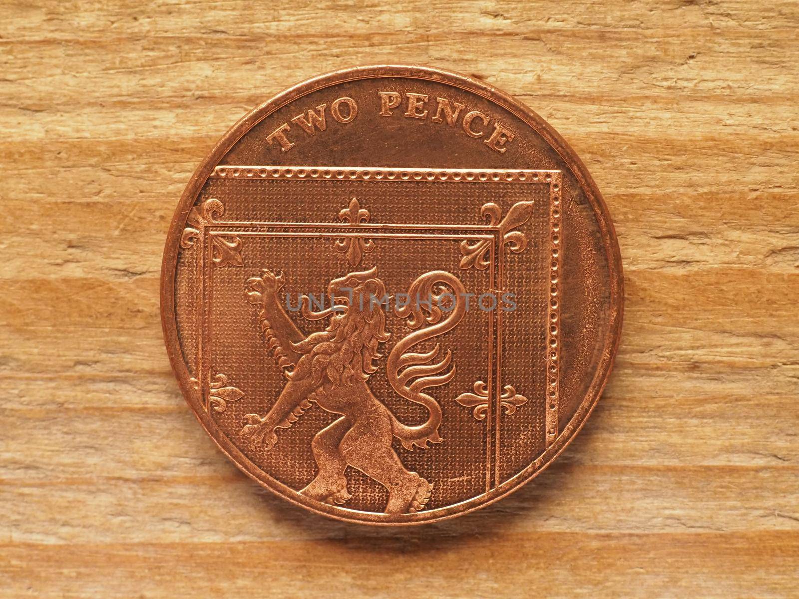 two pence coin reverse side, currency of the United Kingdom