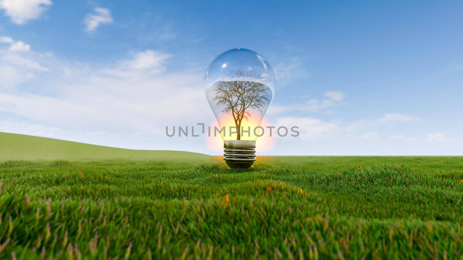 3D Rendering Illustration Of Light Bulb With Save World Creative Idea Concept For Sustainable Energy by Arissuu1