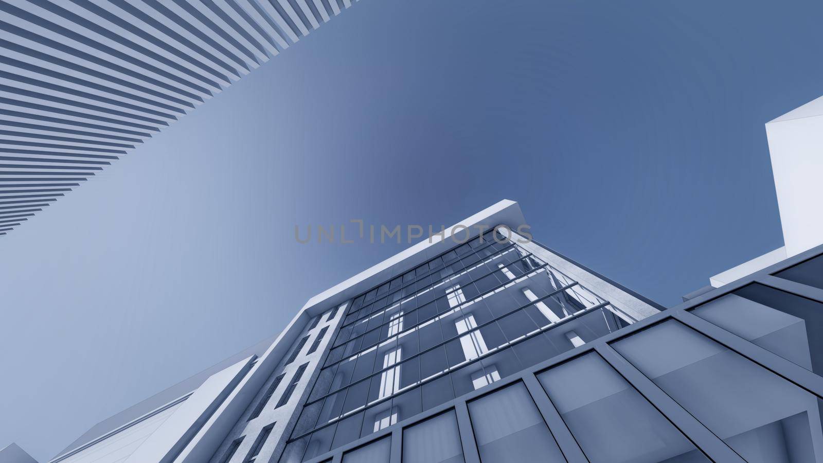 3D rendering illustration of skyscraper building