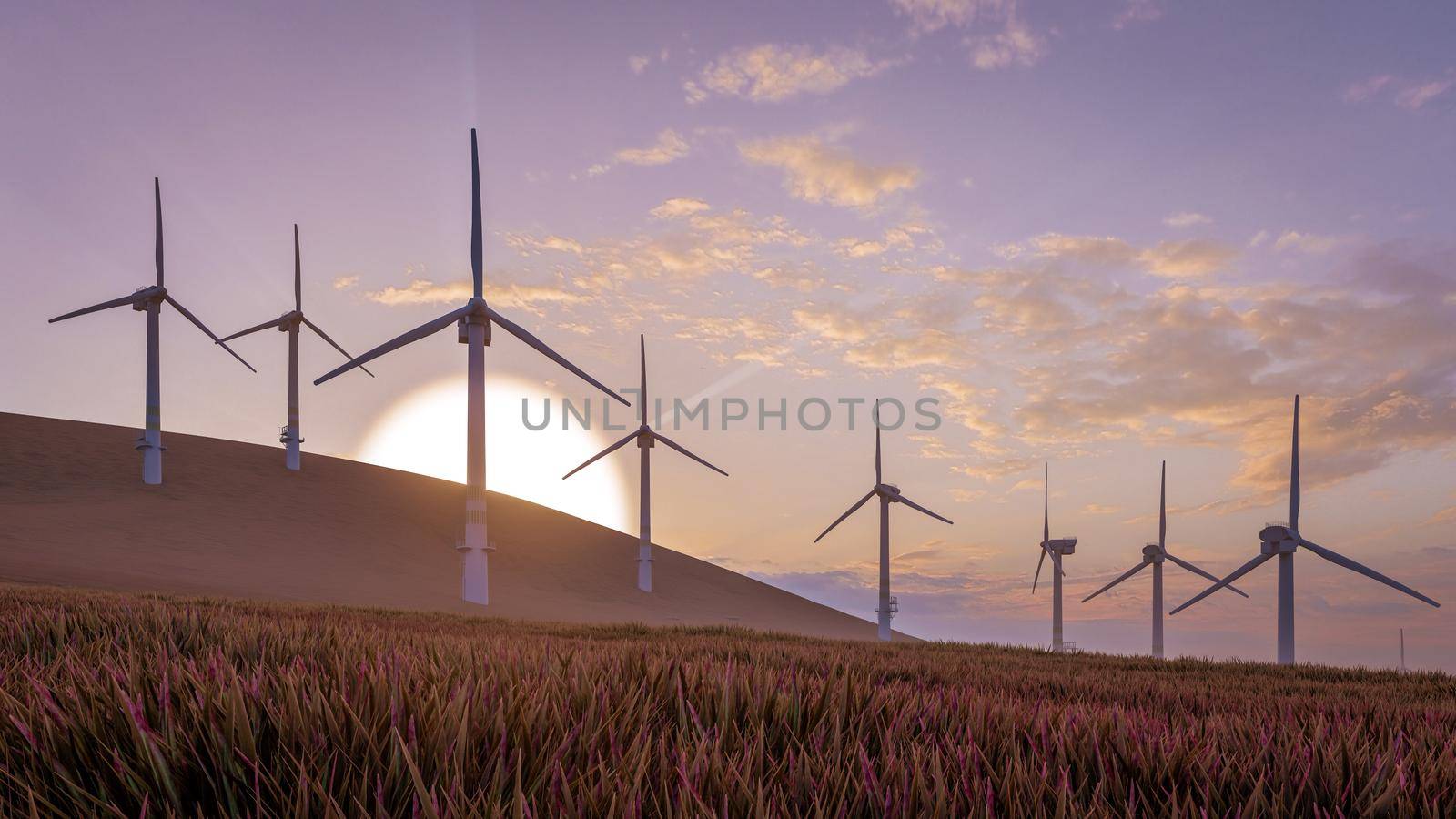 3d Rendering Illustration Of Wind Turbine Sustainable Energy by Arissuu1