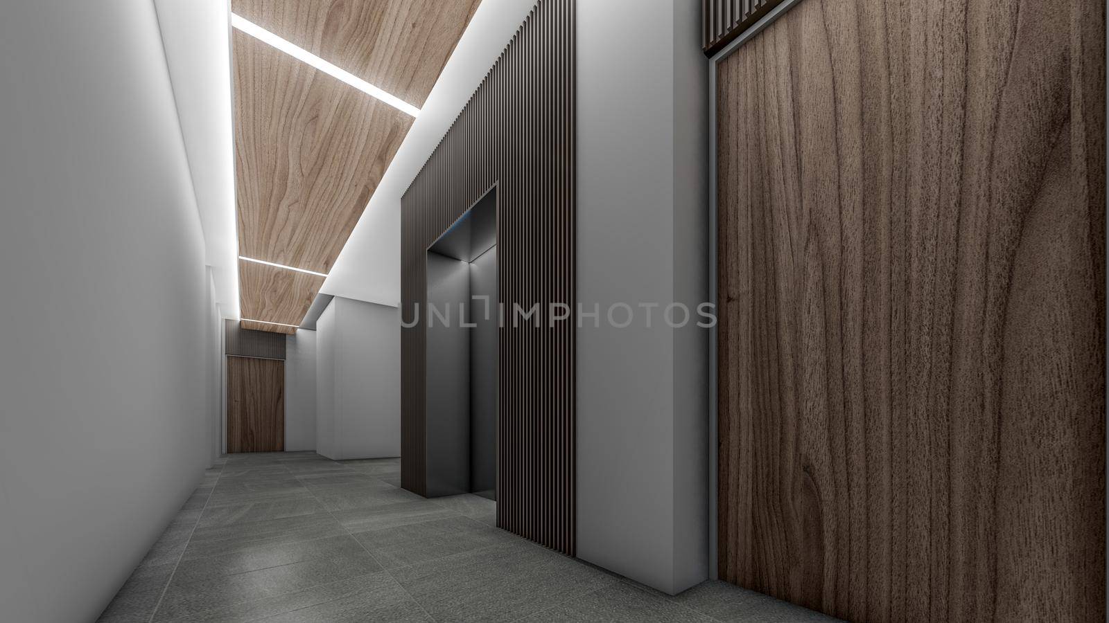 3D rendering of elevator in hotel illustration