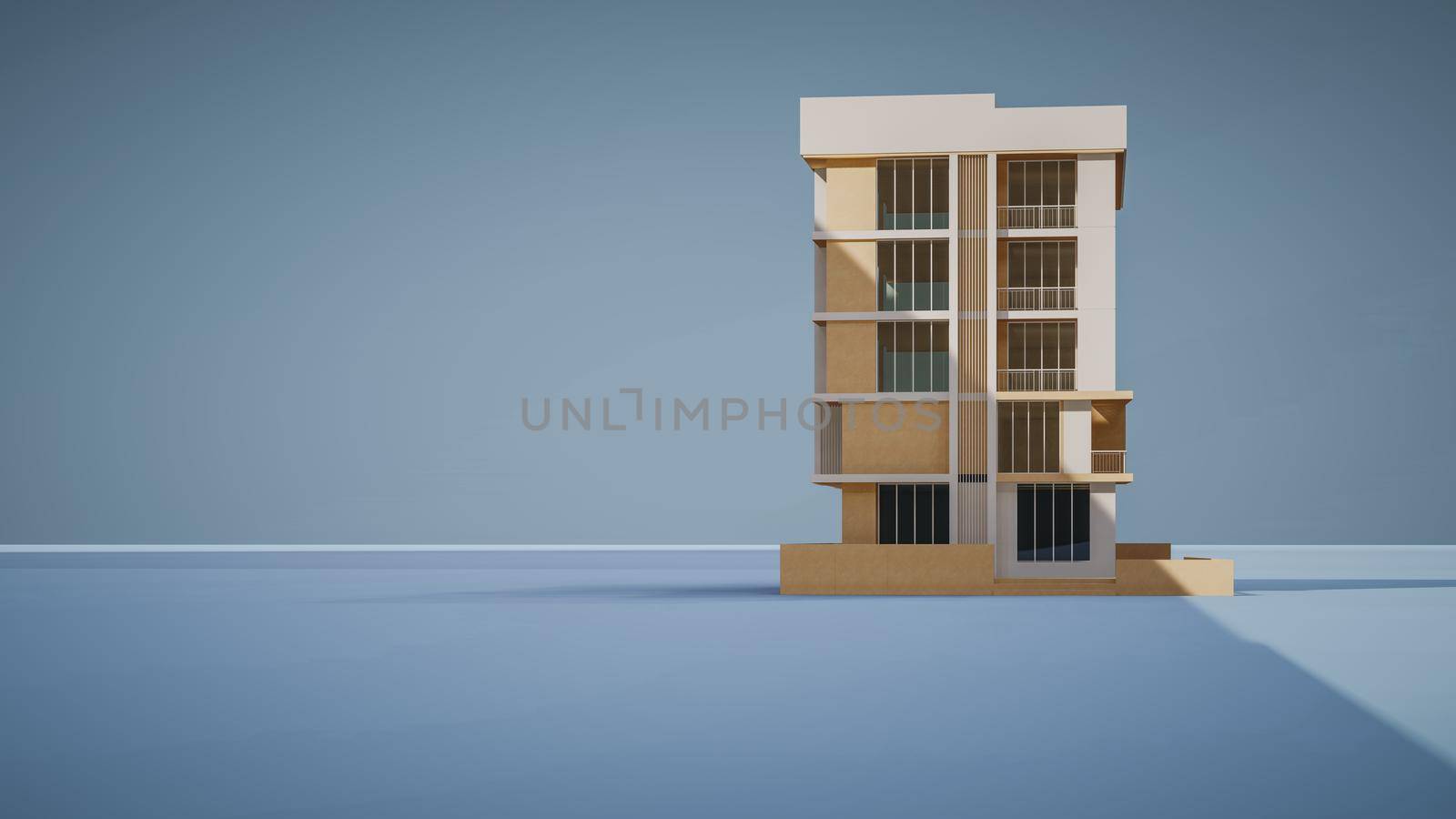 3D rendering illustration of commercial building