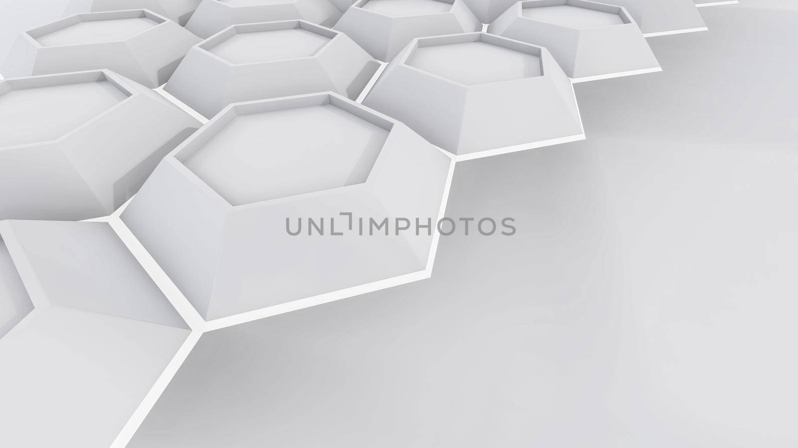 3d Rendering Of White Light Hexagon Illustration