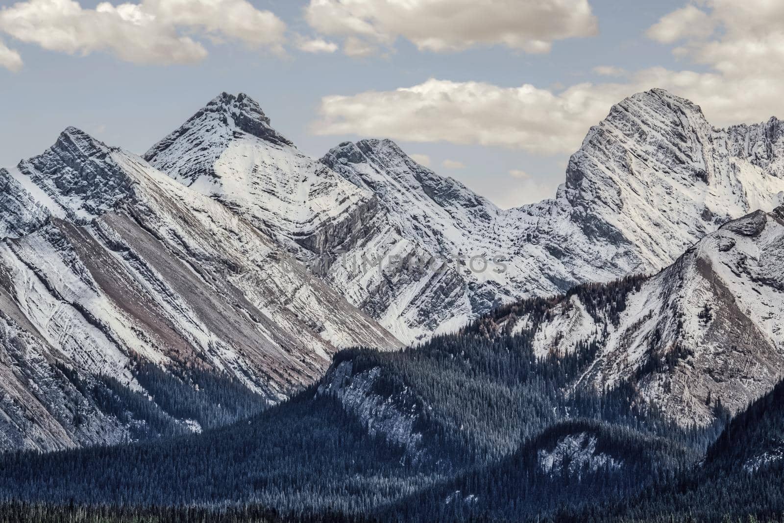 Banff Mountain Peaks in snow