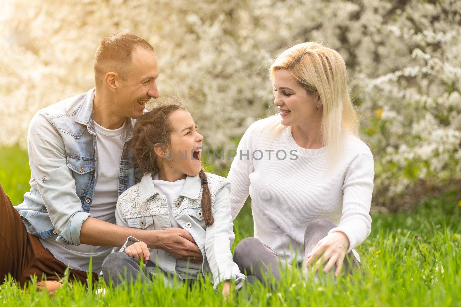 happy young family spending time outdoor.