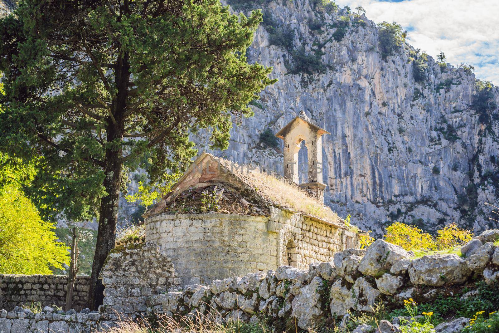 Abandoned historic church of St. George near the town of Kotor. Montenegro by galitskaya