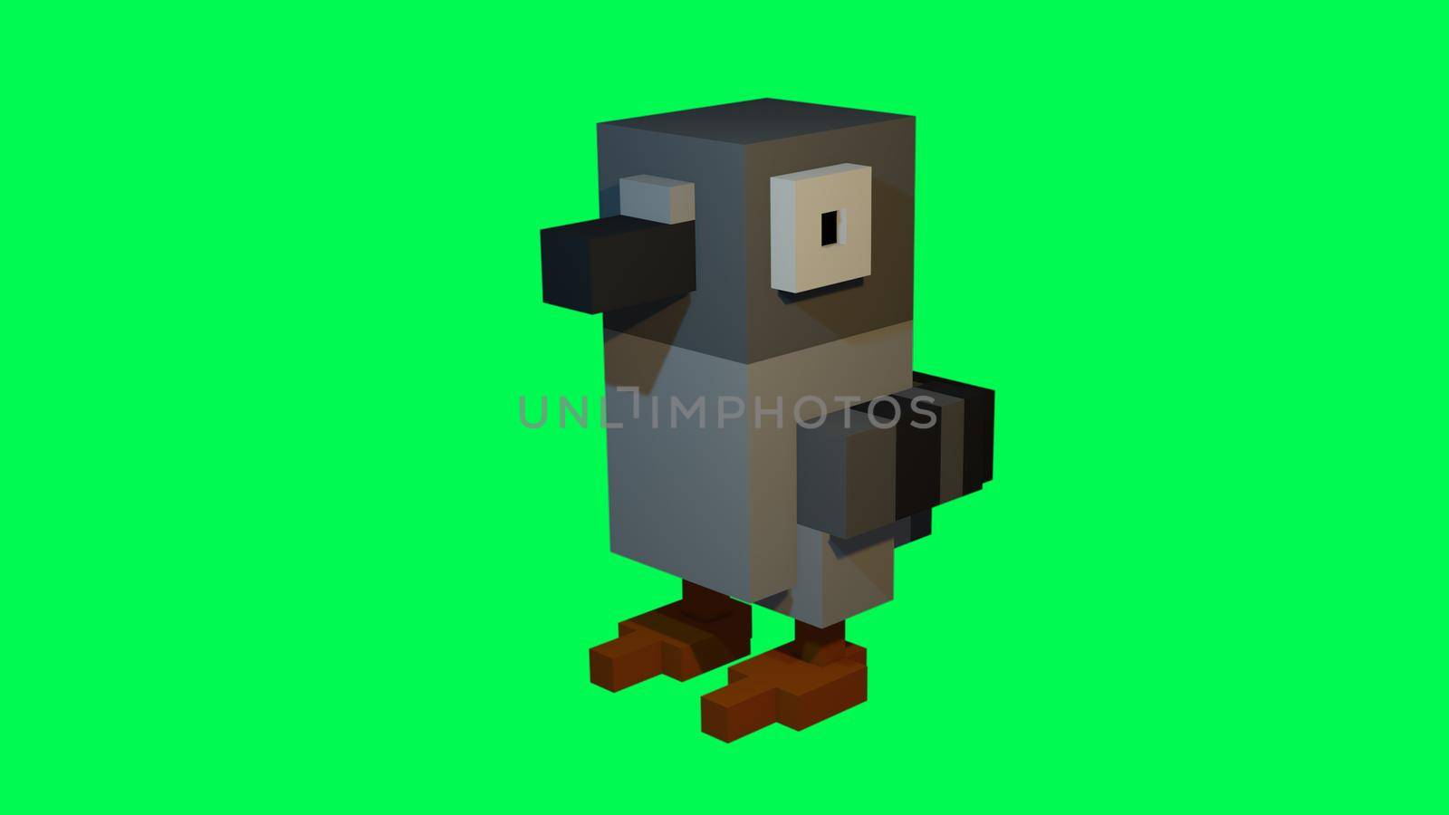 3d illustration -character made in voxel art style by vitanovski
