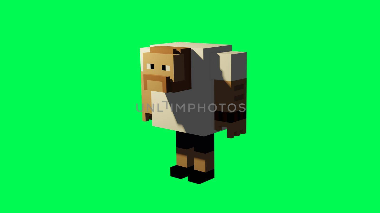 3d illustration -character made in voxel art style