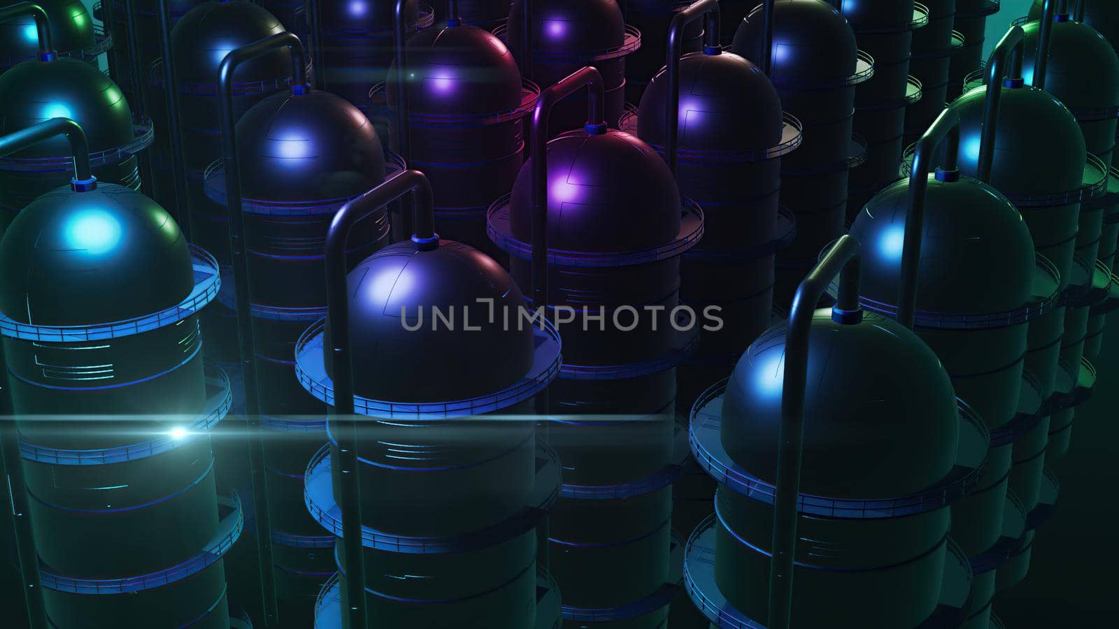 3d illustration - alien sci-fi city with optical flares by vitanovski