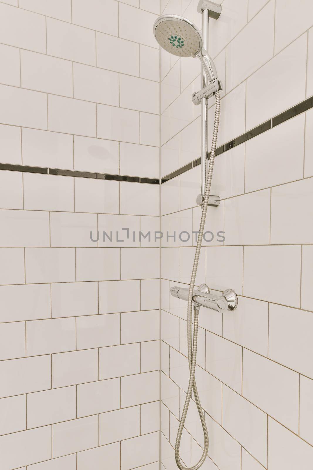 Bathroom interior with a shower in a modern house by casamedia