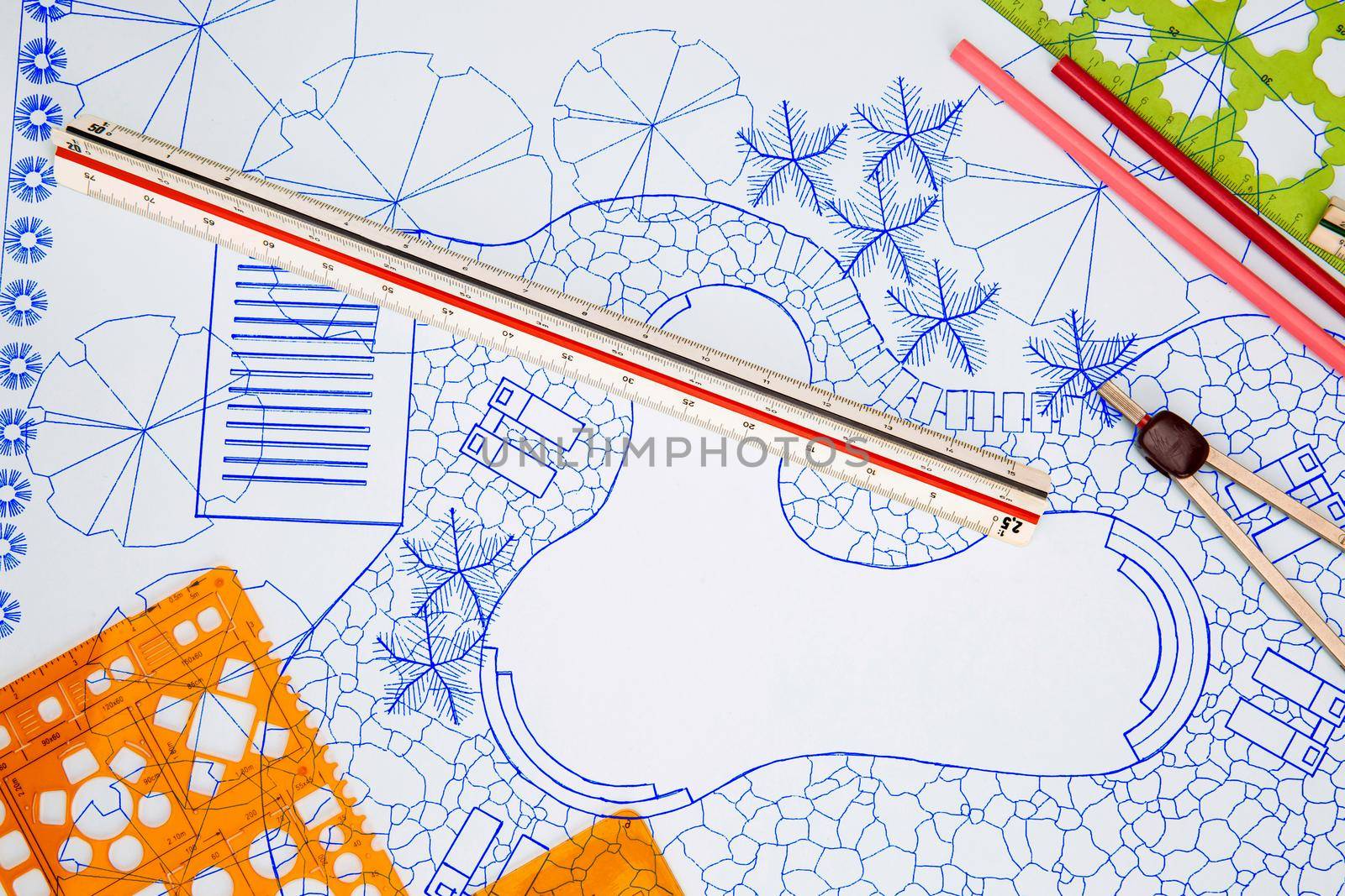 Landscape architect student learning design backyard  pool and garden plan by toa55