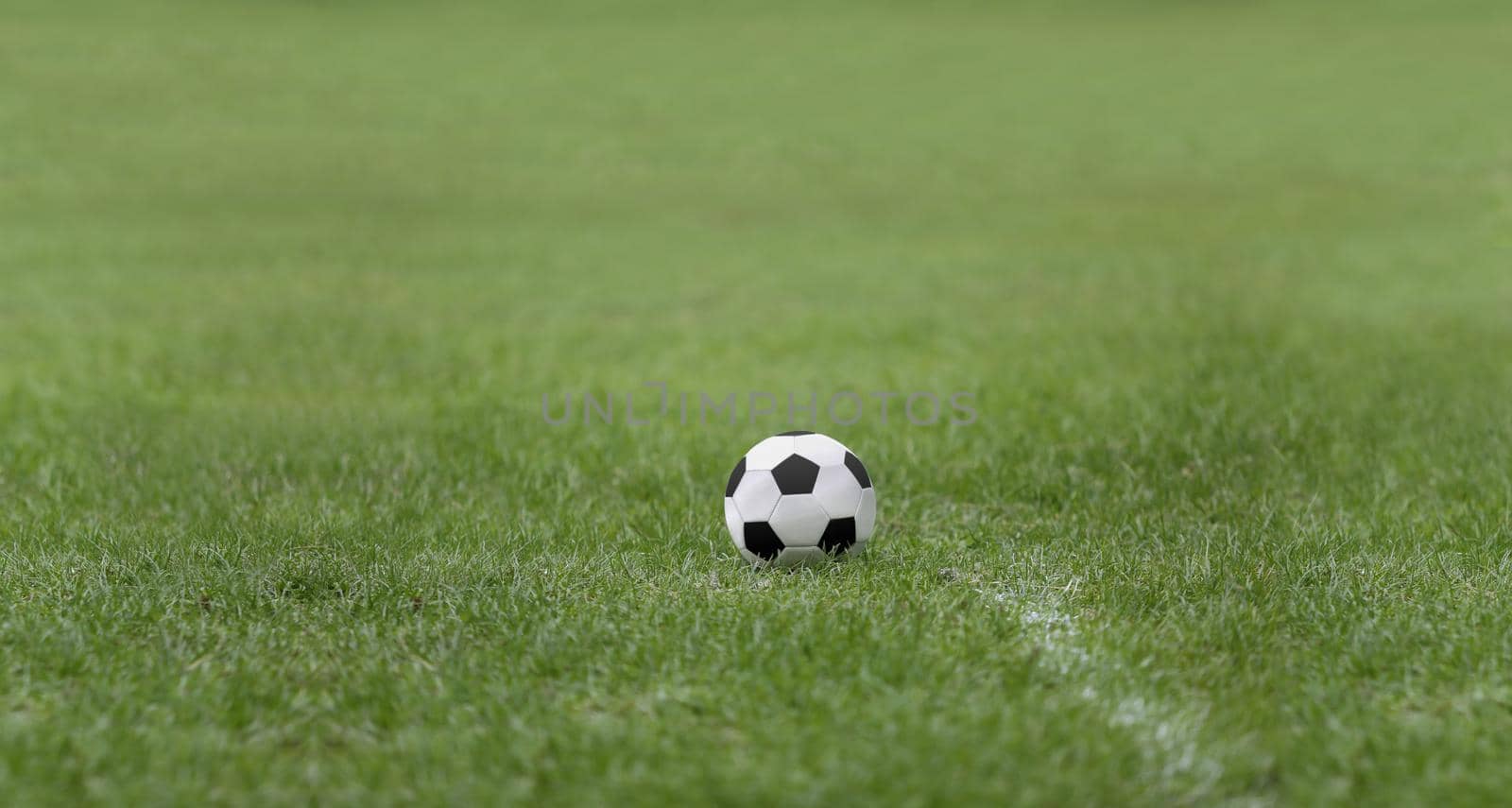 Close up of a football puting on natural grass sports fields by toa55