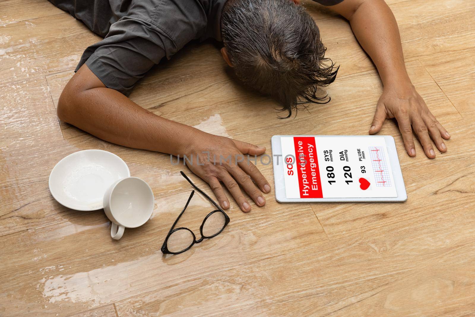 Senior man is falling because hypertension because hypertension by toa55