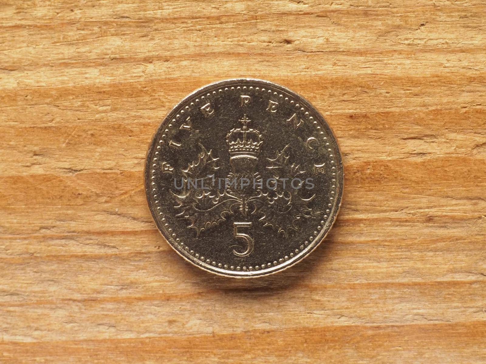 five pence coin reverse side, currency of the United Kingdom