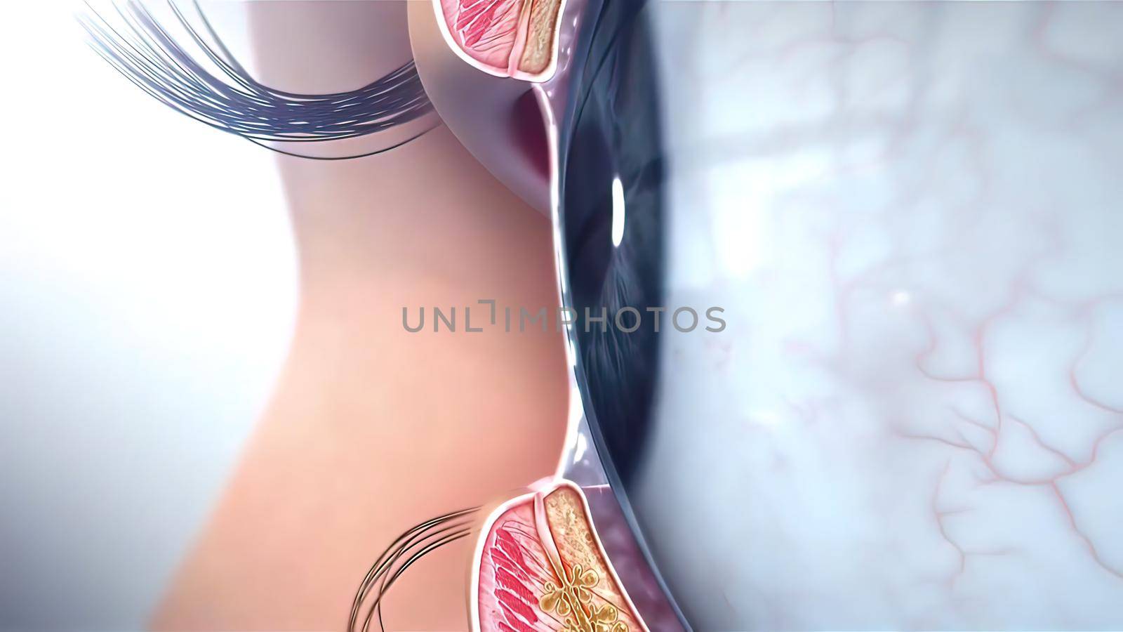 3D illustration Animated Laser eye surgery. Eyes Anatomy