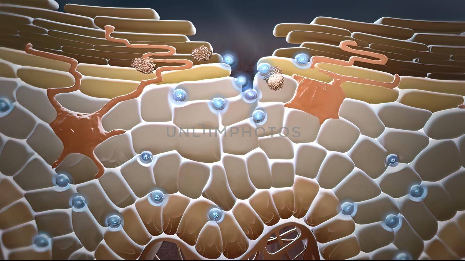 Inflammation and swelling of the skin 3D illustration,