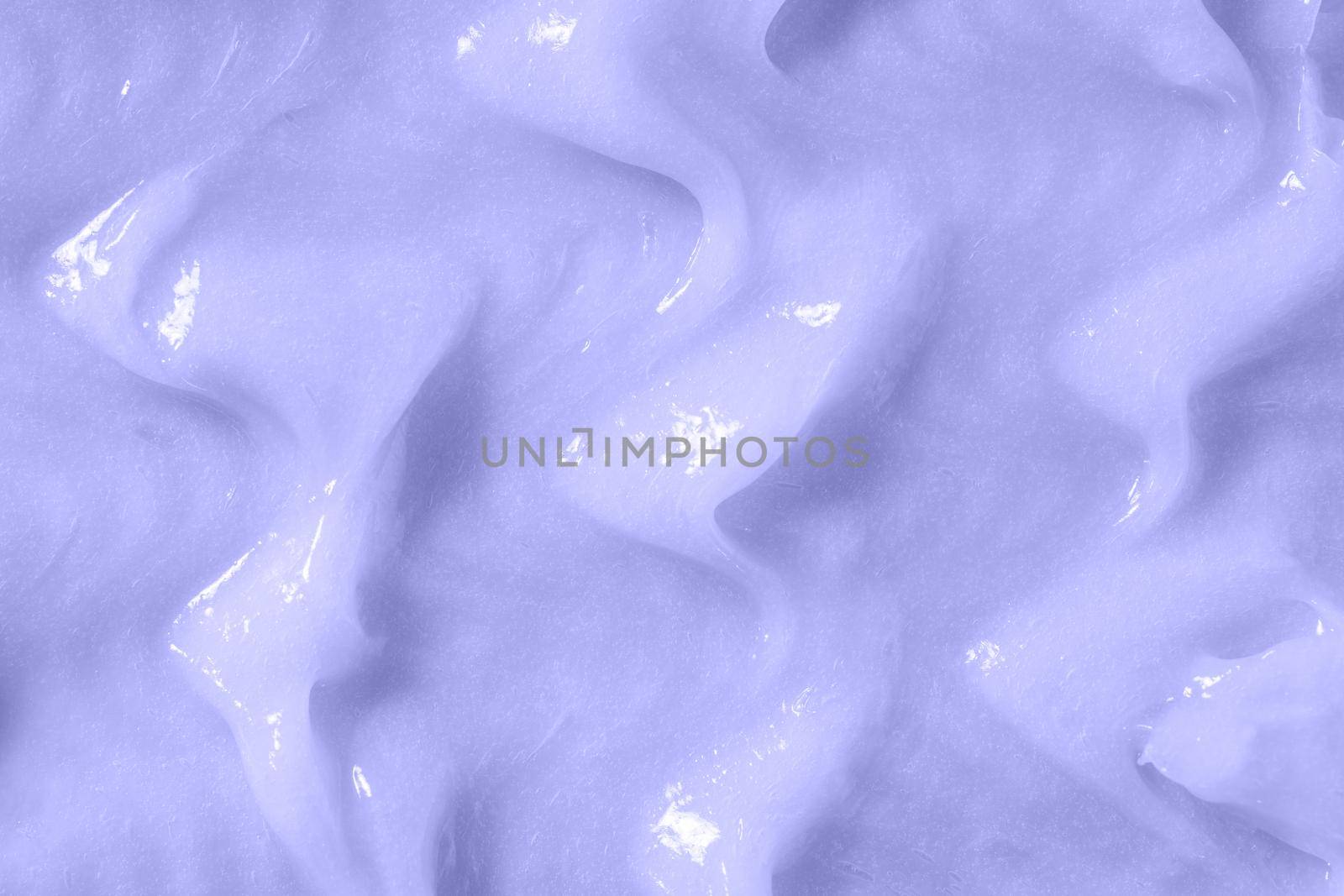 Body care balm, retinol serum, shampoo wavy texture. Hair conditioner cream background. Lilac cosmetic lotion moisturiser sample closeup. Skincare mask smear, creamy cleanser product by photolime