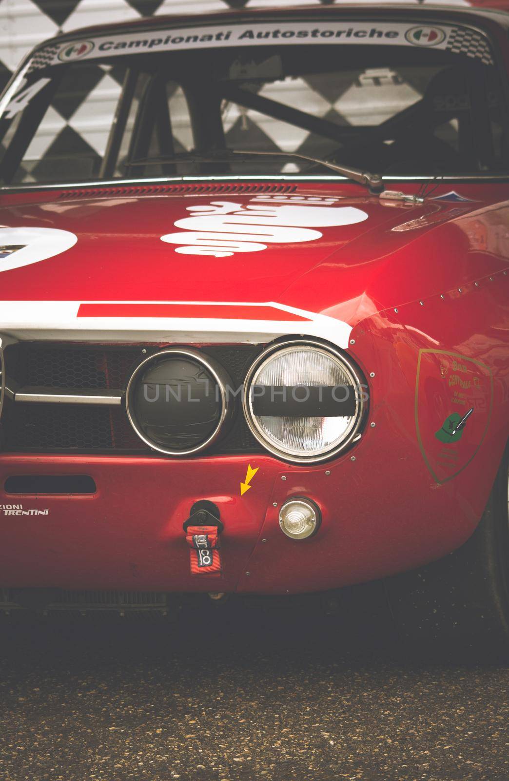 PESARO COLLE SAN BARTOLO , ITALY - OTT 10 - 2021 : ALFA ROMEO JUNIOR SCALINO on an old racing car in rally