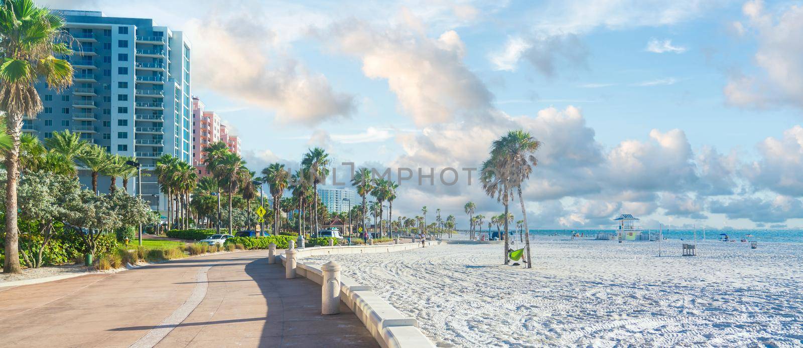 Beautiful Clearwater beach with white sand in Florida USA by Mariakray