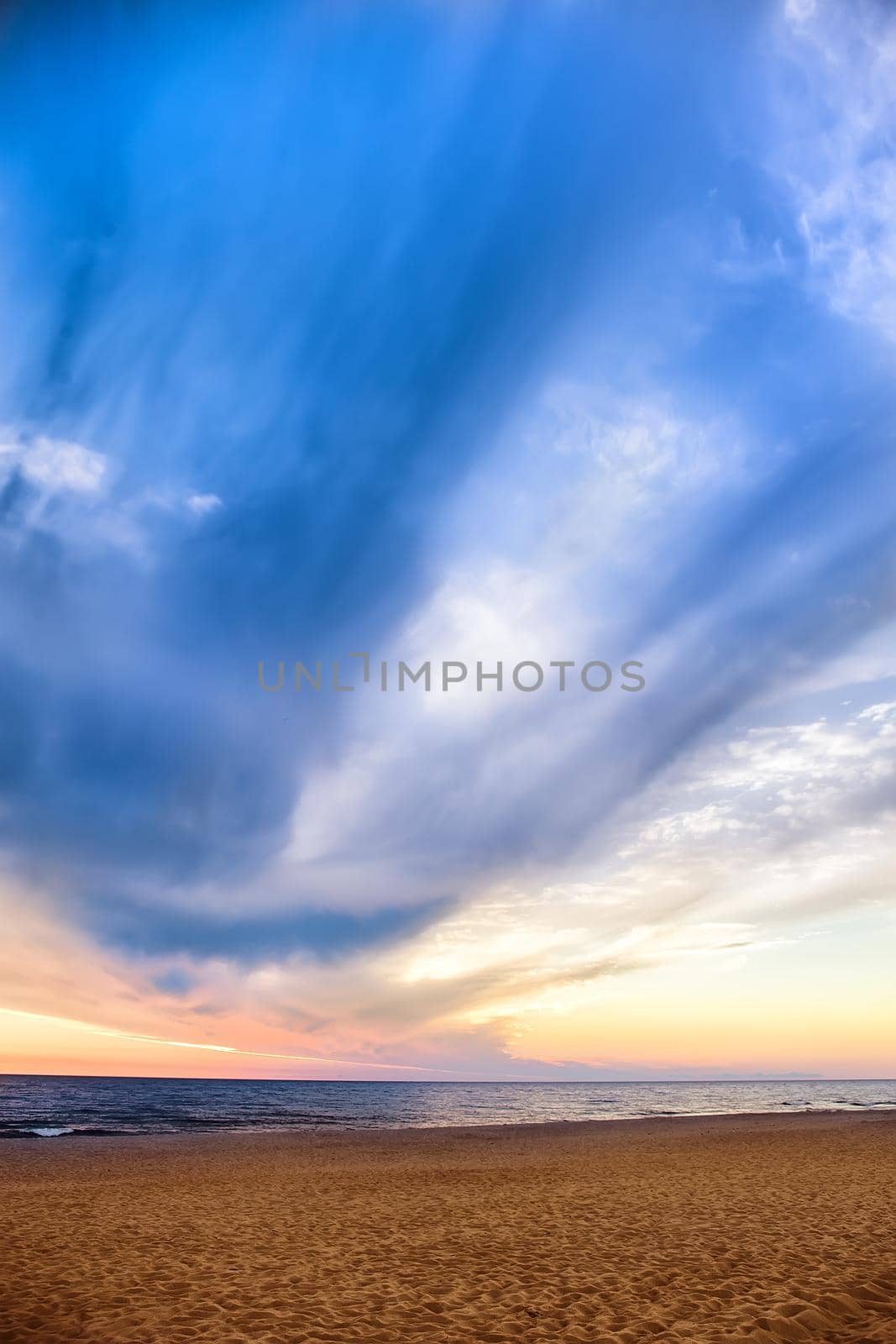 Beautiful sunset on the beach. Landscape