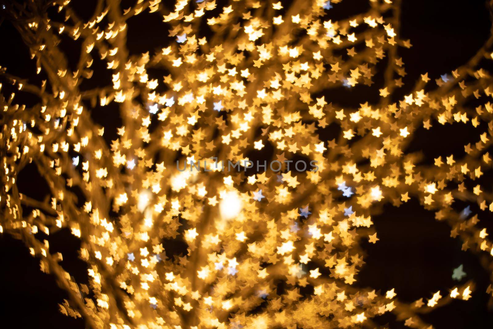 Christmas ilumination bokeh gights in the city.