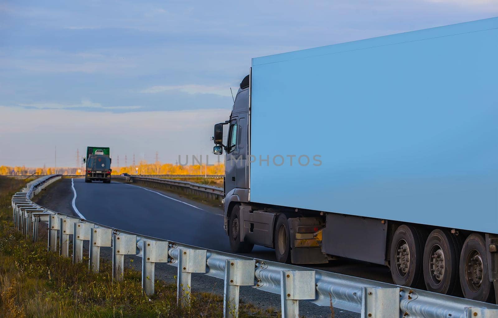 trucks moves on the country highway