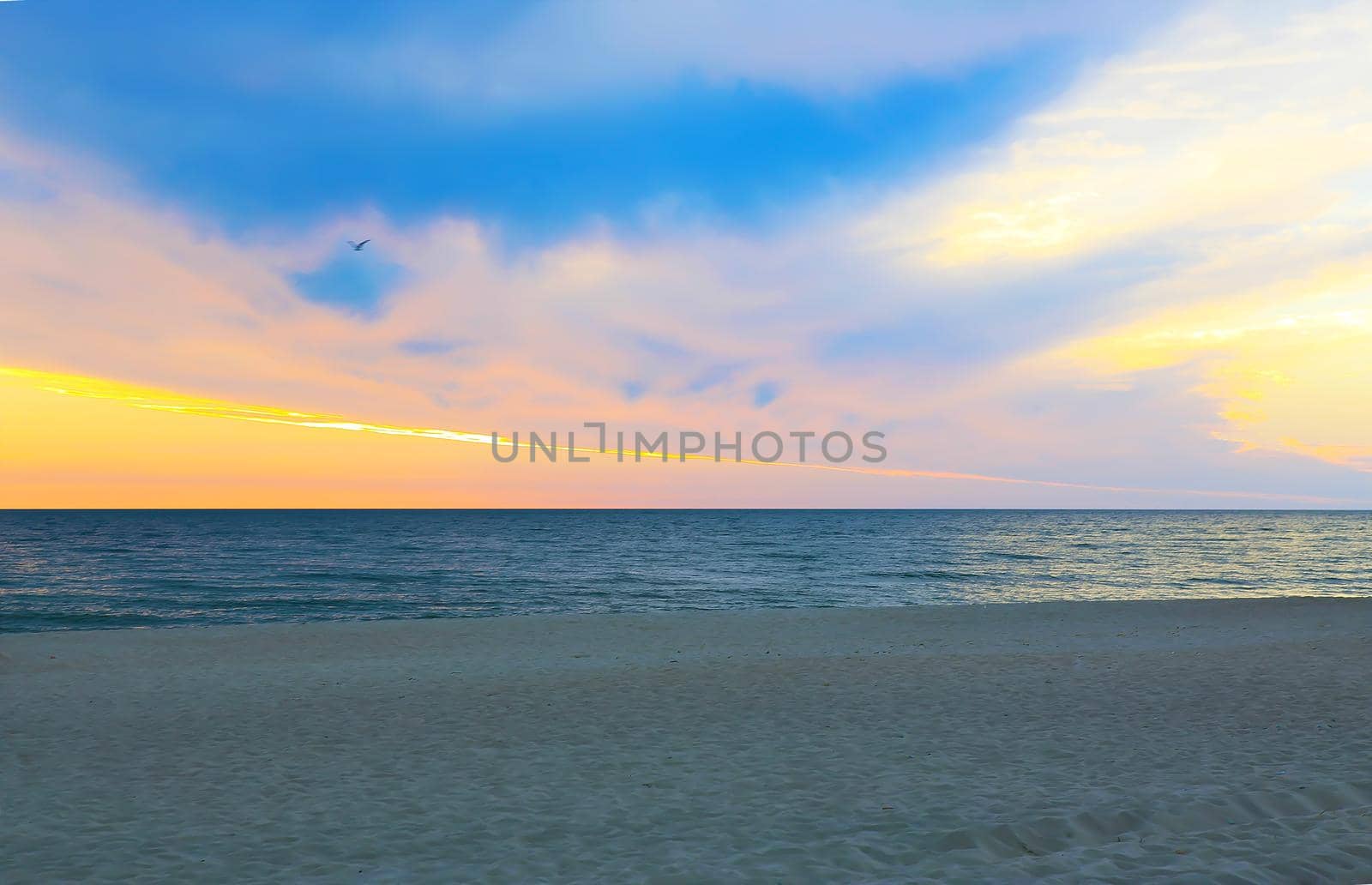 Beautiful sunset on the beach. Landscape