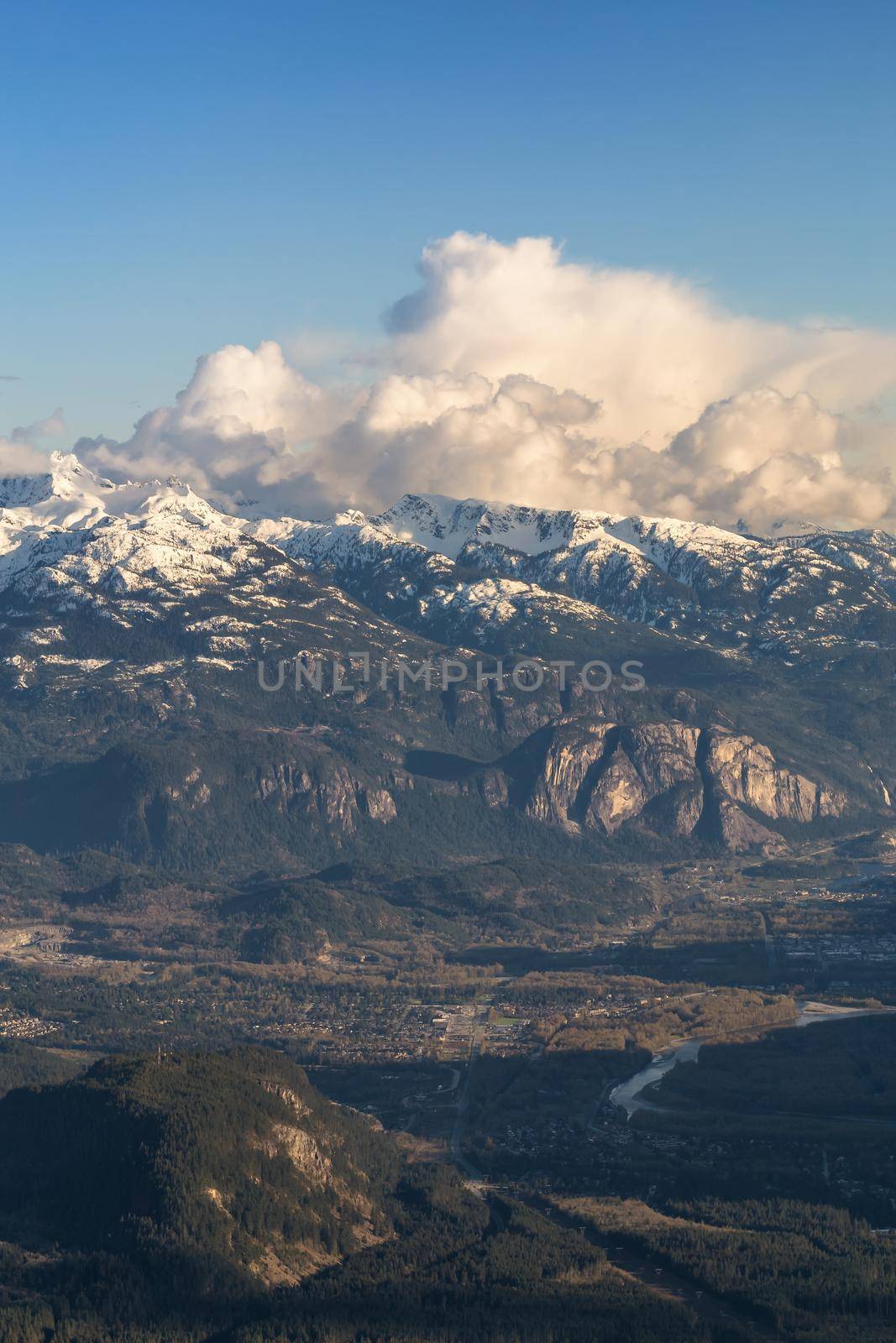 Aerial view of Squamish City with Canadian Mountain Landscape Background by edb3_16